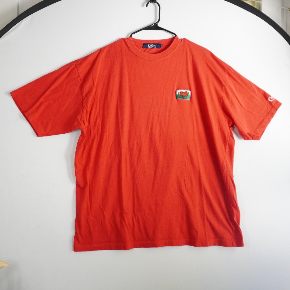 VTG‎ Cotton Traders XXL T-Shirt Wales Rugby Welsh Dragon Flag Embroidered Red
